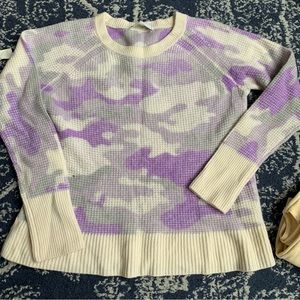 NWOT White + Warren Cashmere Camo Sweater